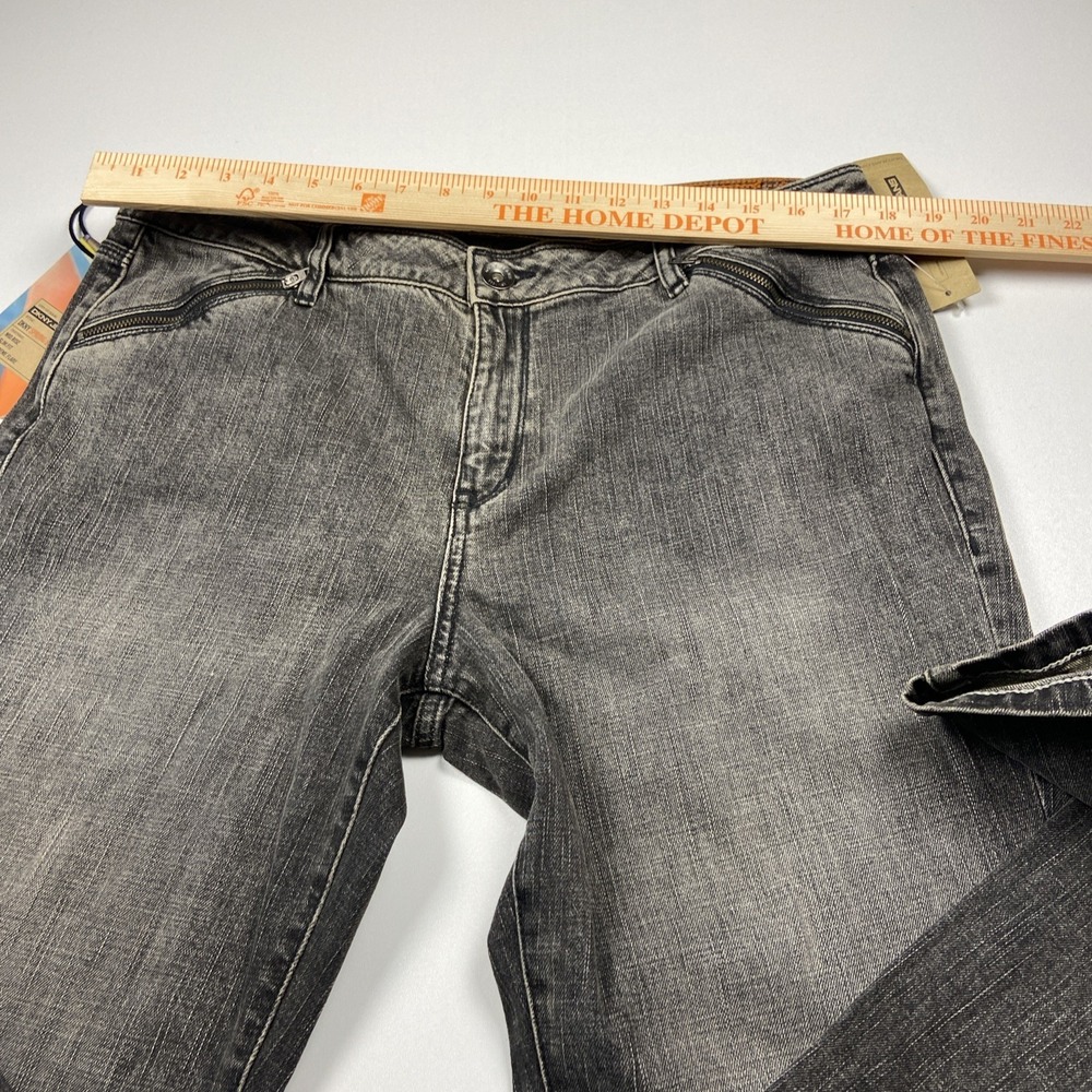 DKNY Spring Street Jean Size 16 Gray Black Mid Rise Slim Fit Extreme Flare NWT - Picture 4 of 9